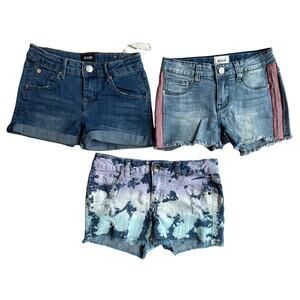 Hudson & Mudd Blue Tie Dye Distressed Raw Hem Shorts Girls Size 10 Bundle Of 3